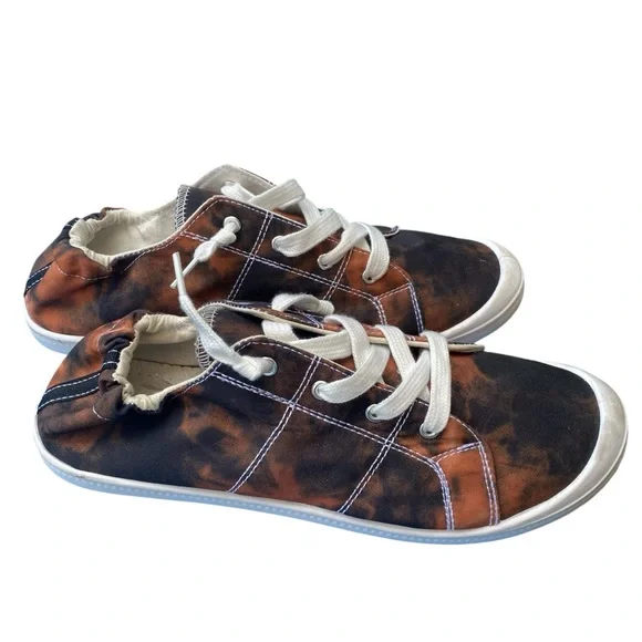 Burnt Brown and Black Slip On Scrunch Sneakers - Picture 2 of 3